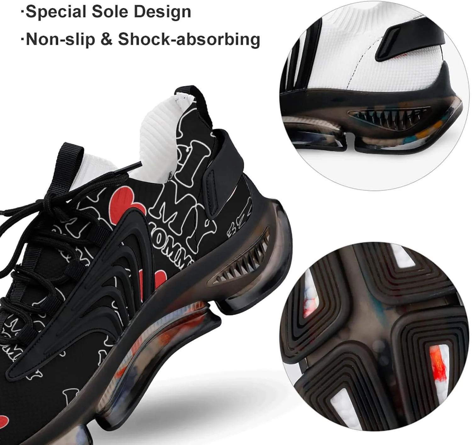 I Love My Mommy Walking Shoes for Men Lightweight Tennis Fashion Elastic Sports Shoes Cushion Basketball Shoes