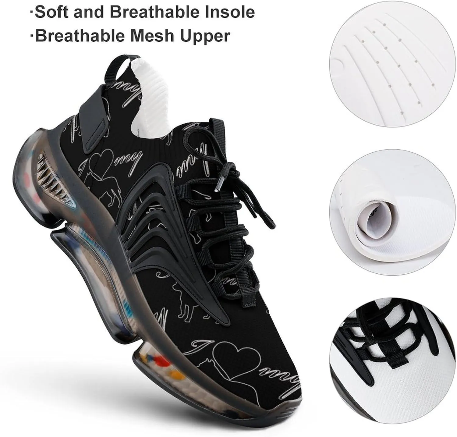 I Love My Pit Bull Dog Walking Shoes for Men Lightweight Tennis Fashion Elastic Sports Shoes Cushion Basketball Shoes