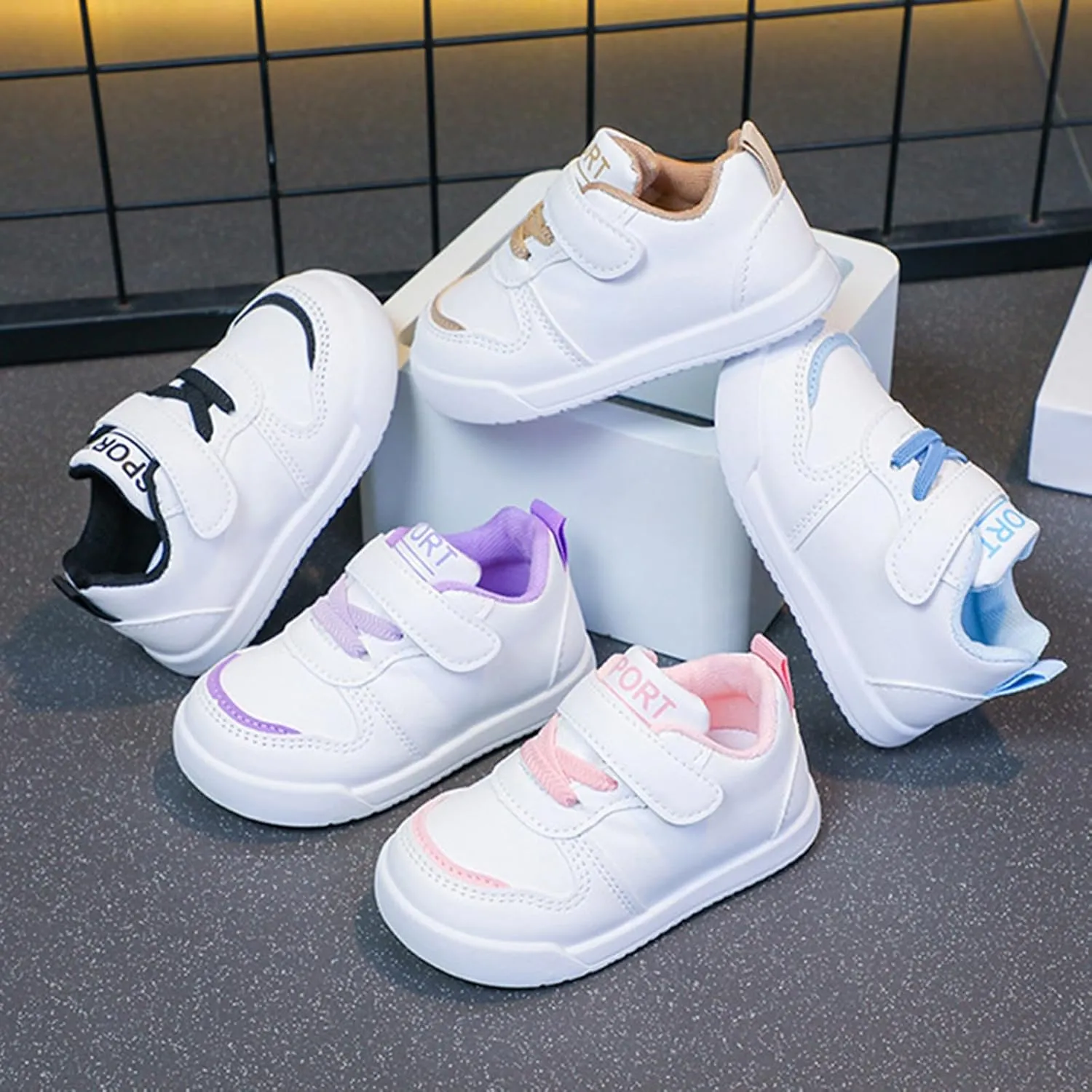 Infant Kids Sneakers School Running Loafers Lo?? Top Walking Tennis Casual Shoes Strap Athletic Sneakers for Children
