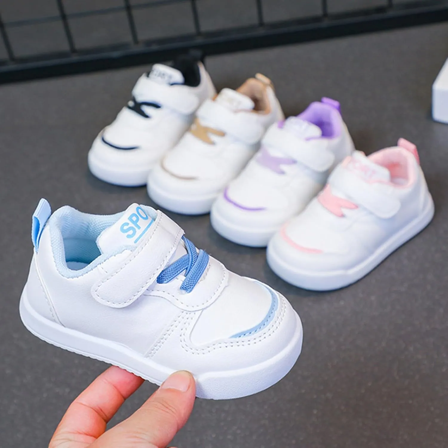 Infant Kids Sneakers School Running Loafers Lo?? Top Walking Tennis Casual Shoes Strap Athletic Sneakers for Children