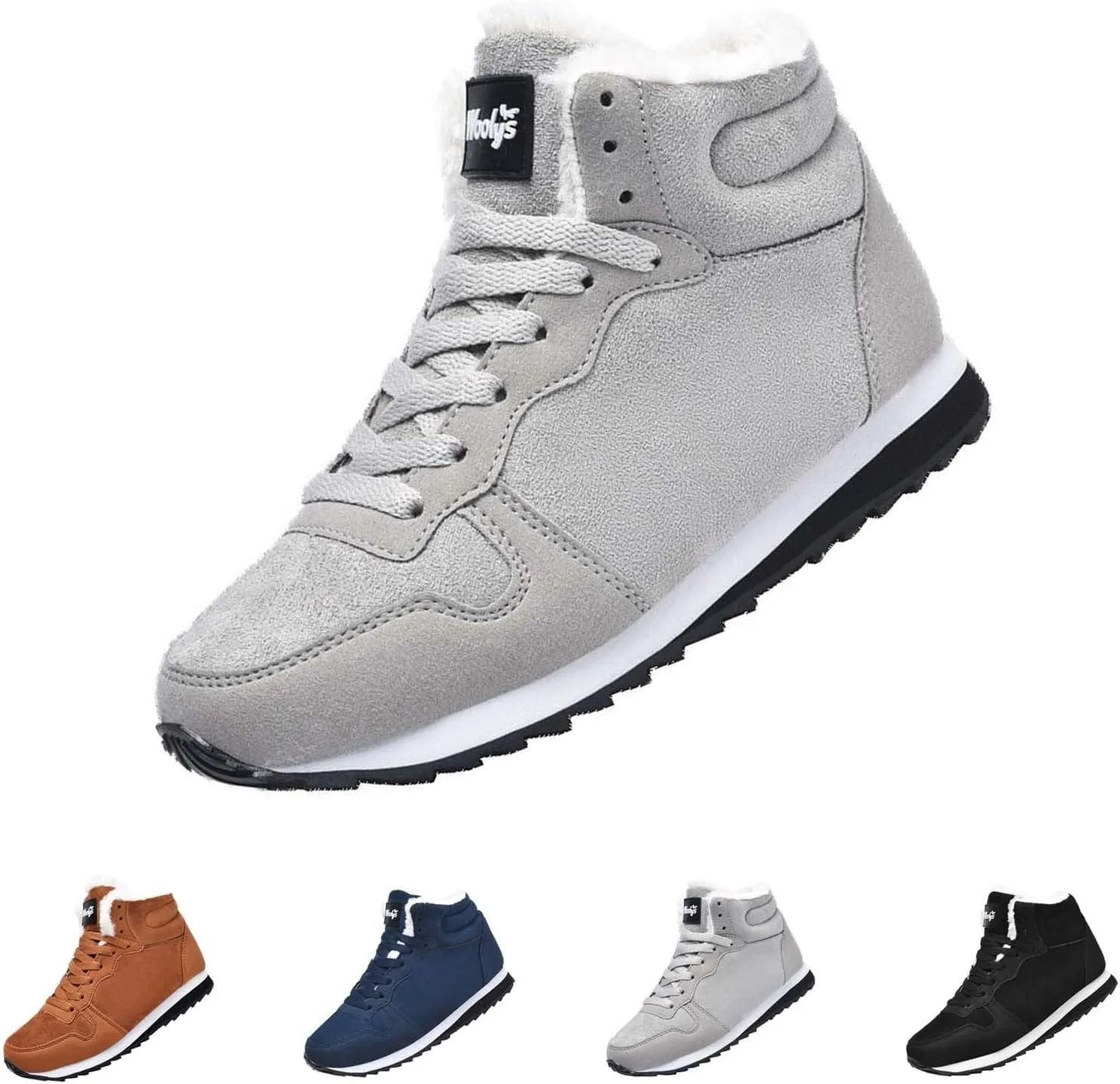 Insulated Snow Shoes for Men Non Slip Womens Winter Walking Shoes for Men Plush Lined Ankle Boots