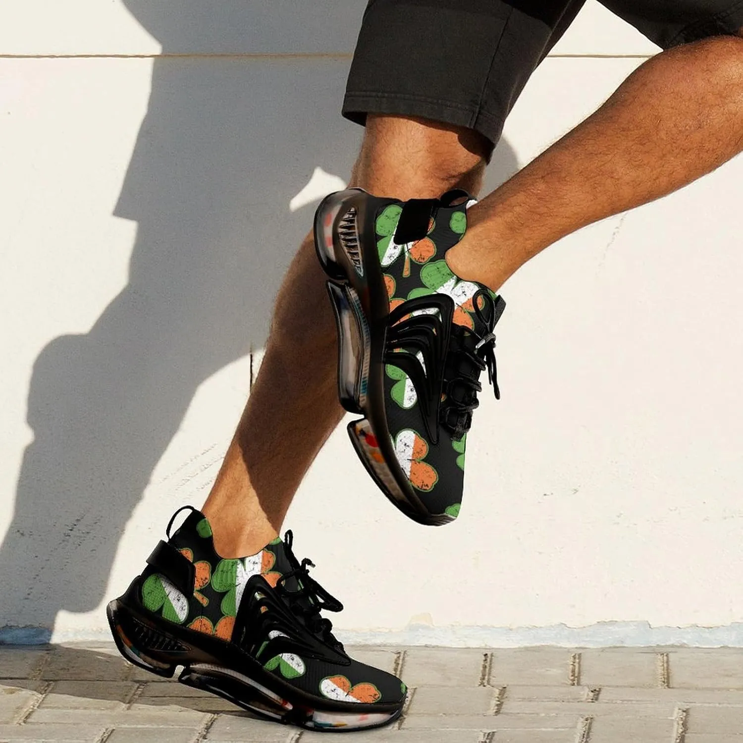 Irish Shamrock Walking Shoes for Men Lightweight Tennis Fashion Elastic Sports Shoes Cushion Basketball Shoes
