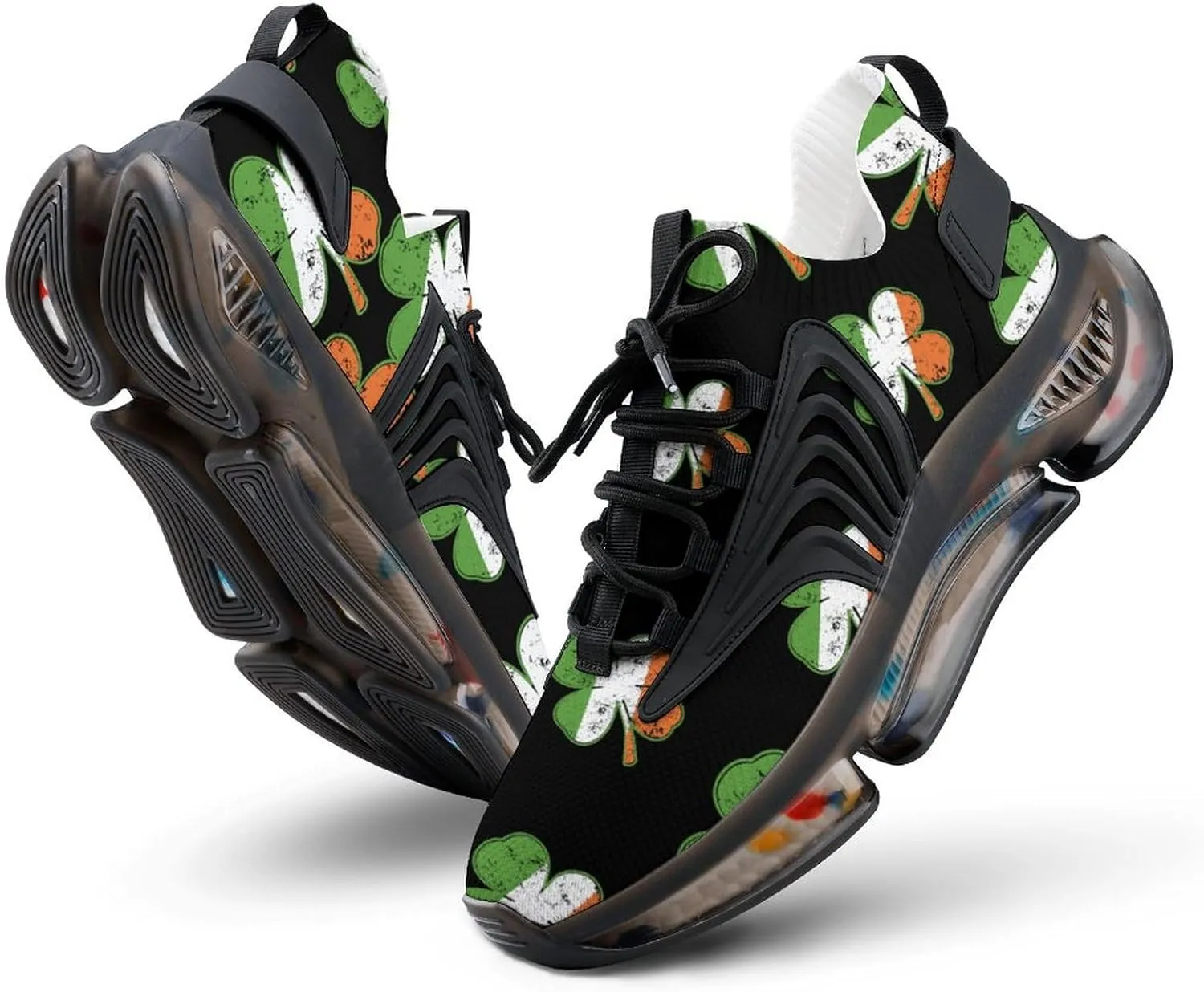 Irish Shamrock Walking Shoes for Men Lightweight Tennis Fashion Elastic Sports Shoes Cushion Basketball Shoes