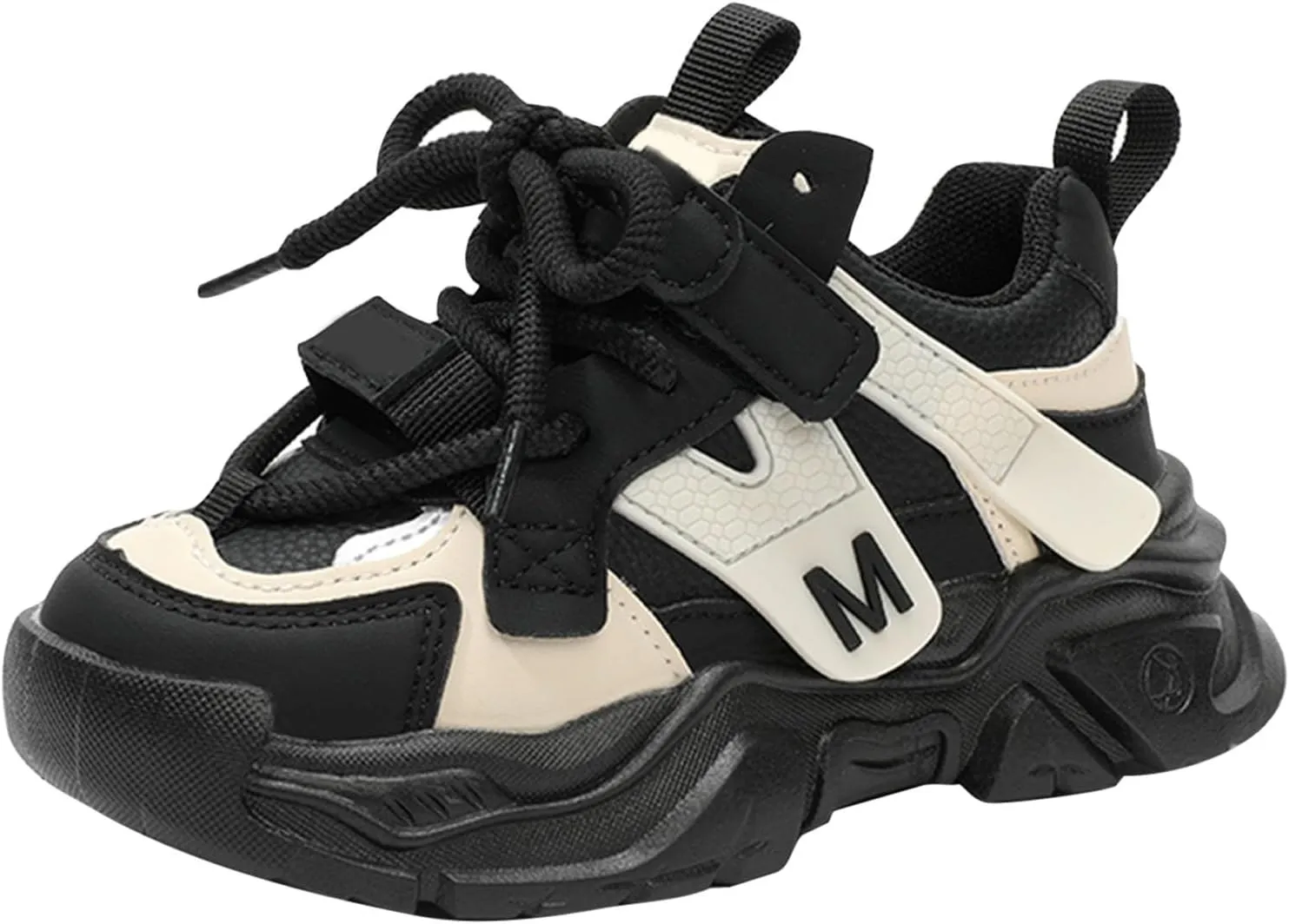IWIHMIV Boy Athletic Shoes Flat Bottom Lightweight Lace Up Running Shoes Girls Non Slip Waterproof Flat Bottom Tennis Shoes