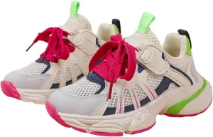 IWIHMIV Girl Running Shoes Toddler Tennis Shoes Boys Lace-up Non Slip Breathable Walking Sneakers
