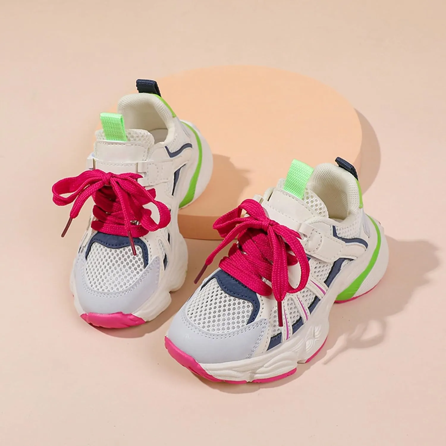 IWIHMIV Girl Running Shoes Toddler Tennis Shoes Boys Lace-up Non Slip Breathable Walking Sneakers