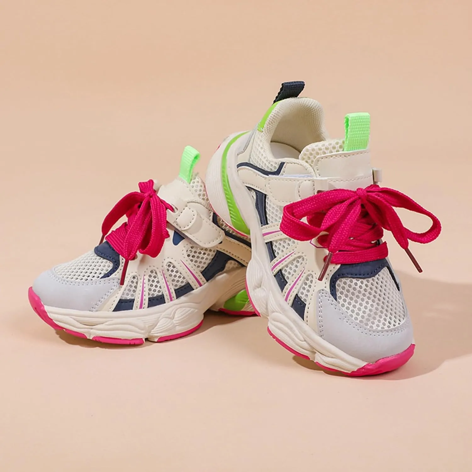 IWIHMIV Girl Running Shoes Toddler Tennis Shoes Boys Lace-up Non Slip Breathable Walking Sneakers