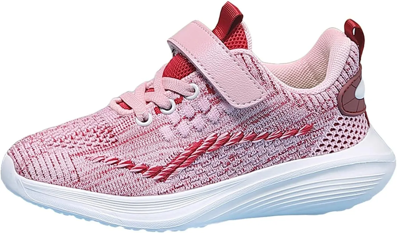 IWIHMIV Girl Tennis Shoes Boys Girls Breathable Shoes Kids Athletic Running Walking Lightweight Non Slip Sneakers