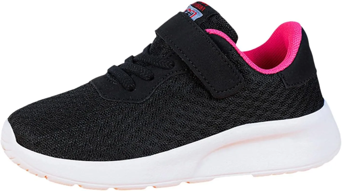 IWIHMIV Girl Tennis Shoes Girls Slip On Shoes Boys Breathable Sneakers Lightweight Kids Athletic Running Walking Shoes