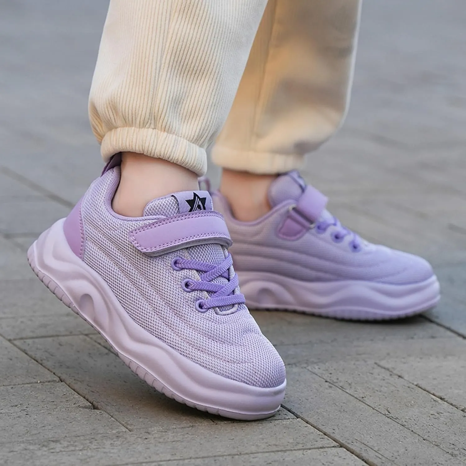 IWIHMIV Girl Tennis Shoes Girls Slip On Shoes Boys Breathable Sneakers Lightweight Kids Athletic Running Walking Shoes