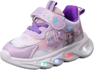 IWIHMIV Girl Tennis Shoes Girls Sneakers Light Up Kids Lightweight Running Sneakers Non Slip Sport Casual Shoes for Boys Girls