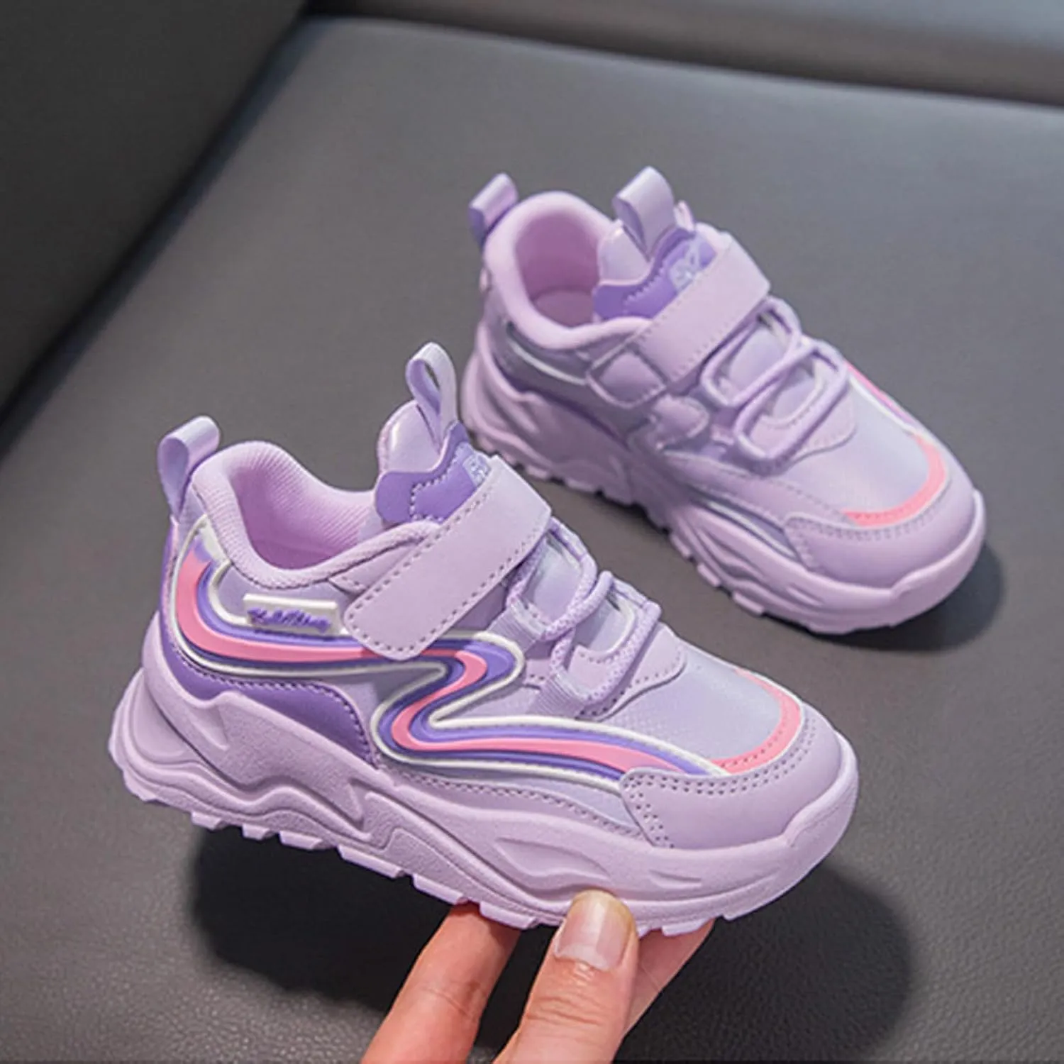 IWIHMIV Girls Running Shoes Toddler Slip On Shoes Casual Kids Tennis Sneakers Lightweight Flat Girls Athletic Shoes