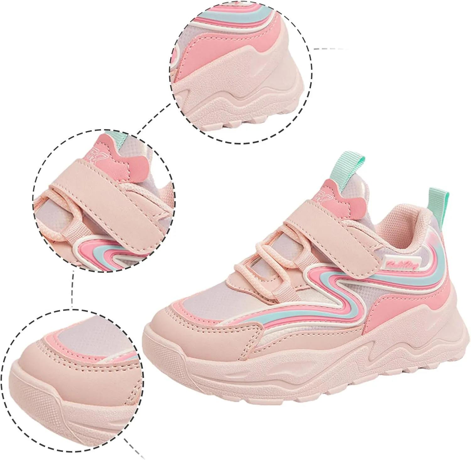 IWIHMIV Girls Running Shoes Toddler Slip On Shoes Casual Kids Tennis Sneakers Lightweight Flat Girls Athletic Shoes