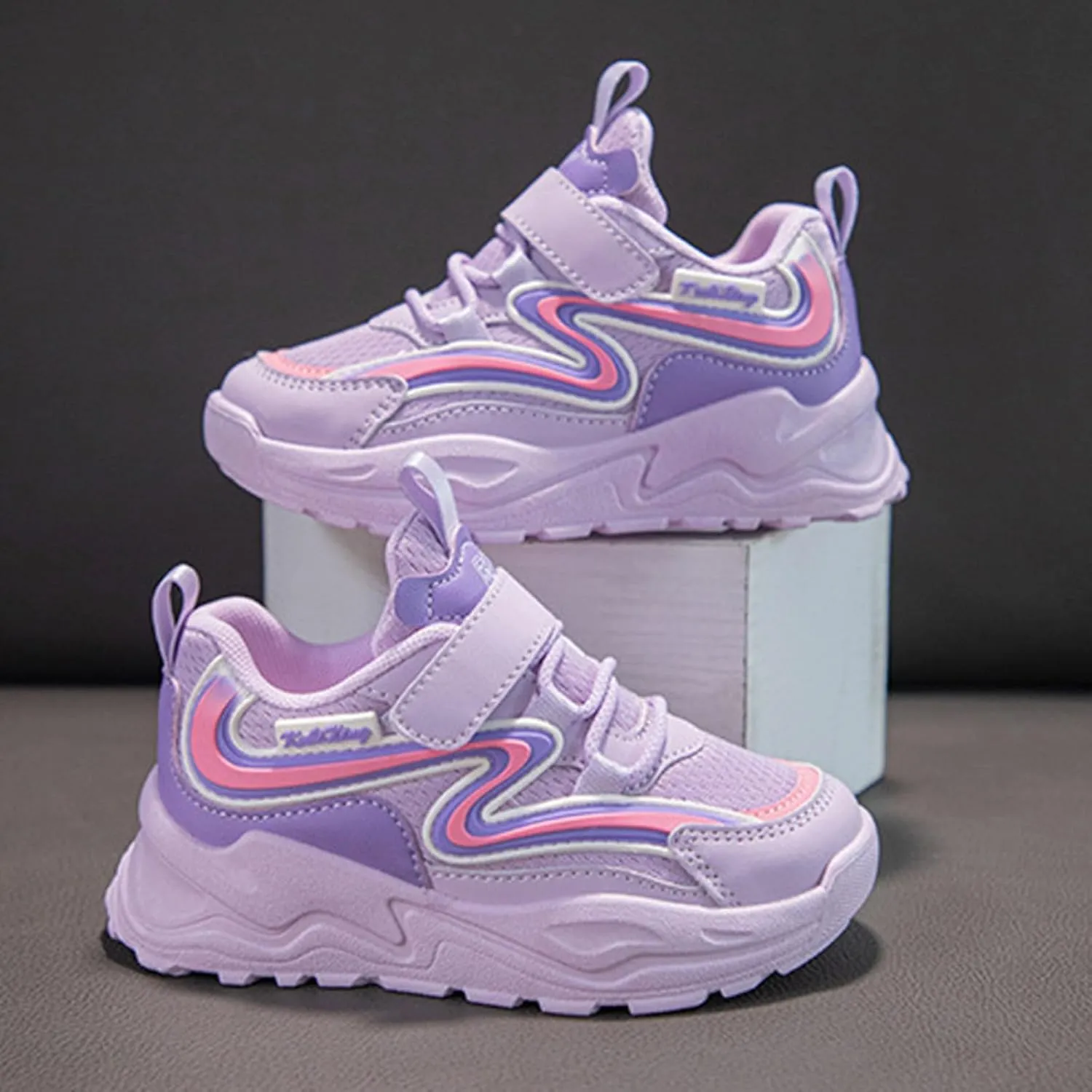 IWIHMIV Girls Running Shoes Toddler Slip On Shoes Casual Kids Tennis Sneakers Lightweight Flat Girls Athletic Shoes