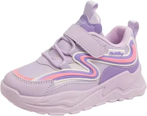 IWIHMIV Girls Running Shoes Toddler Slip On Shoes Casual Kids Tennis Sneakers Lightweight Flat Girls Athletic Shoes