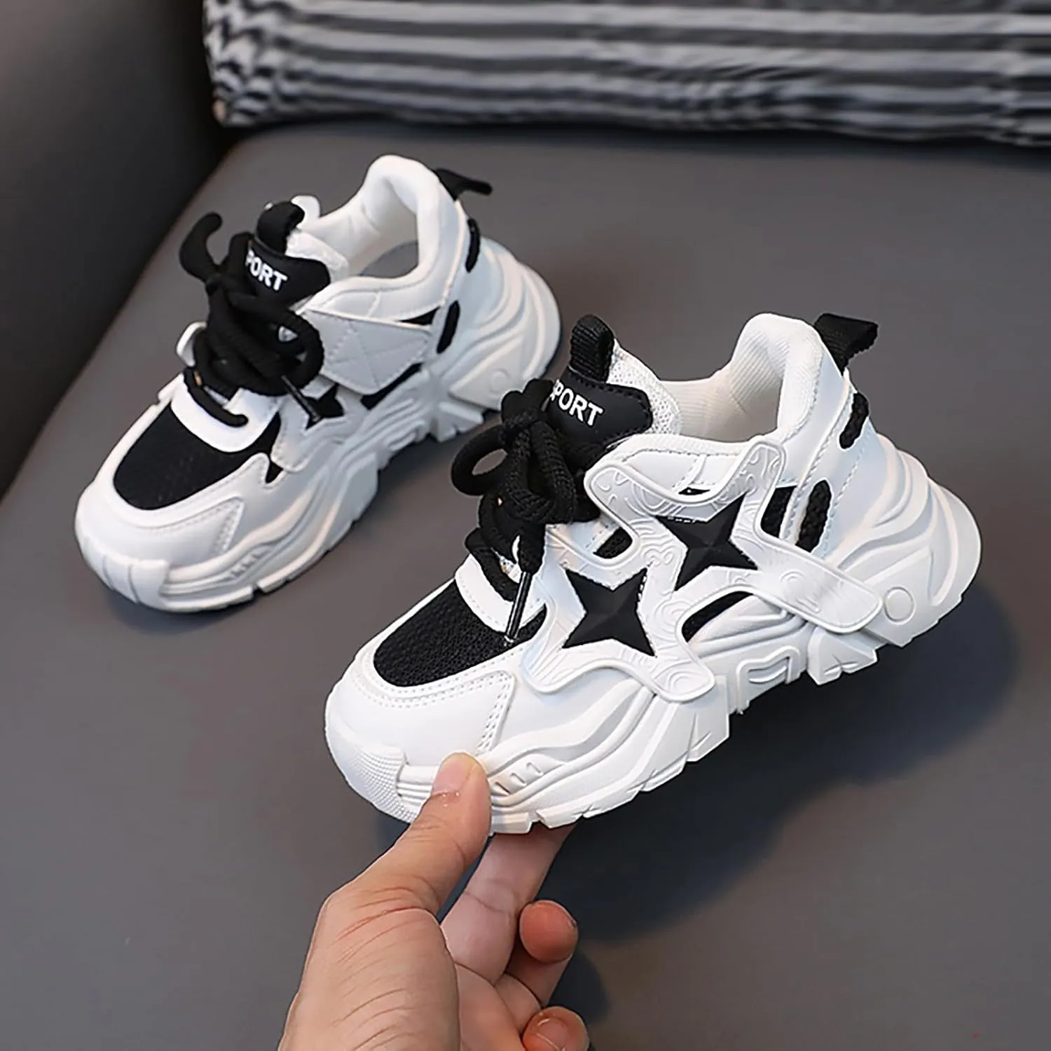 IWIHMIV Girls Sneakers Girls Tennis Shoes Kids Sneakers for Boys Girls Running Shoes Lightweight Breathable Sport Athletic Shoes