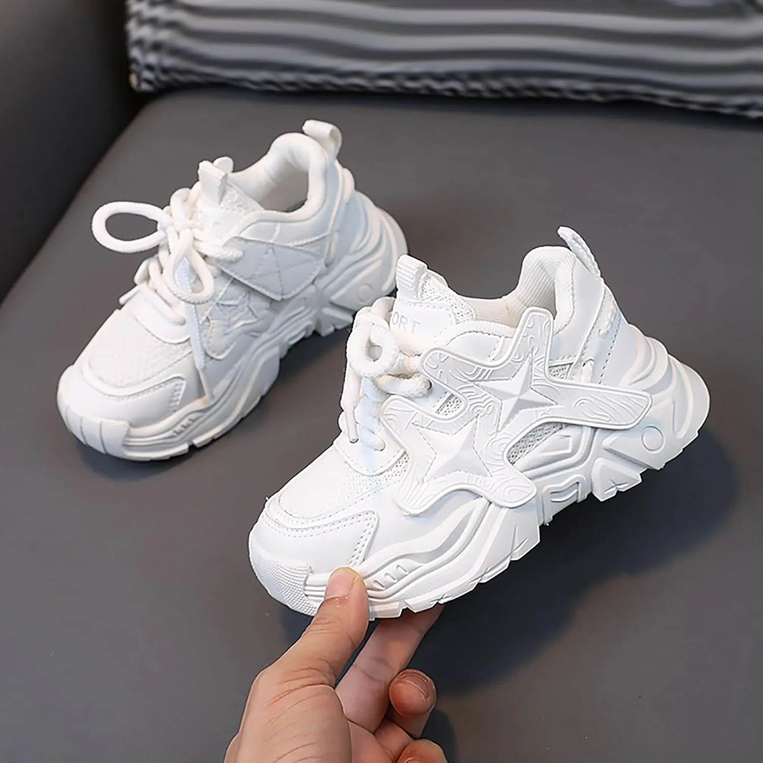 IWIHMIV Girls Sneakers Girls Tennis Shoes Kids Sneakers for Boys Girls Running Shoes Lightweight Breathable Sport Athletic Shoes