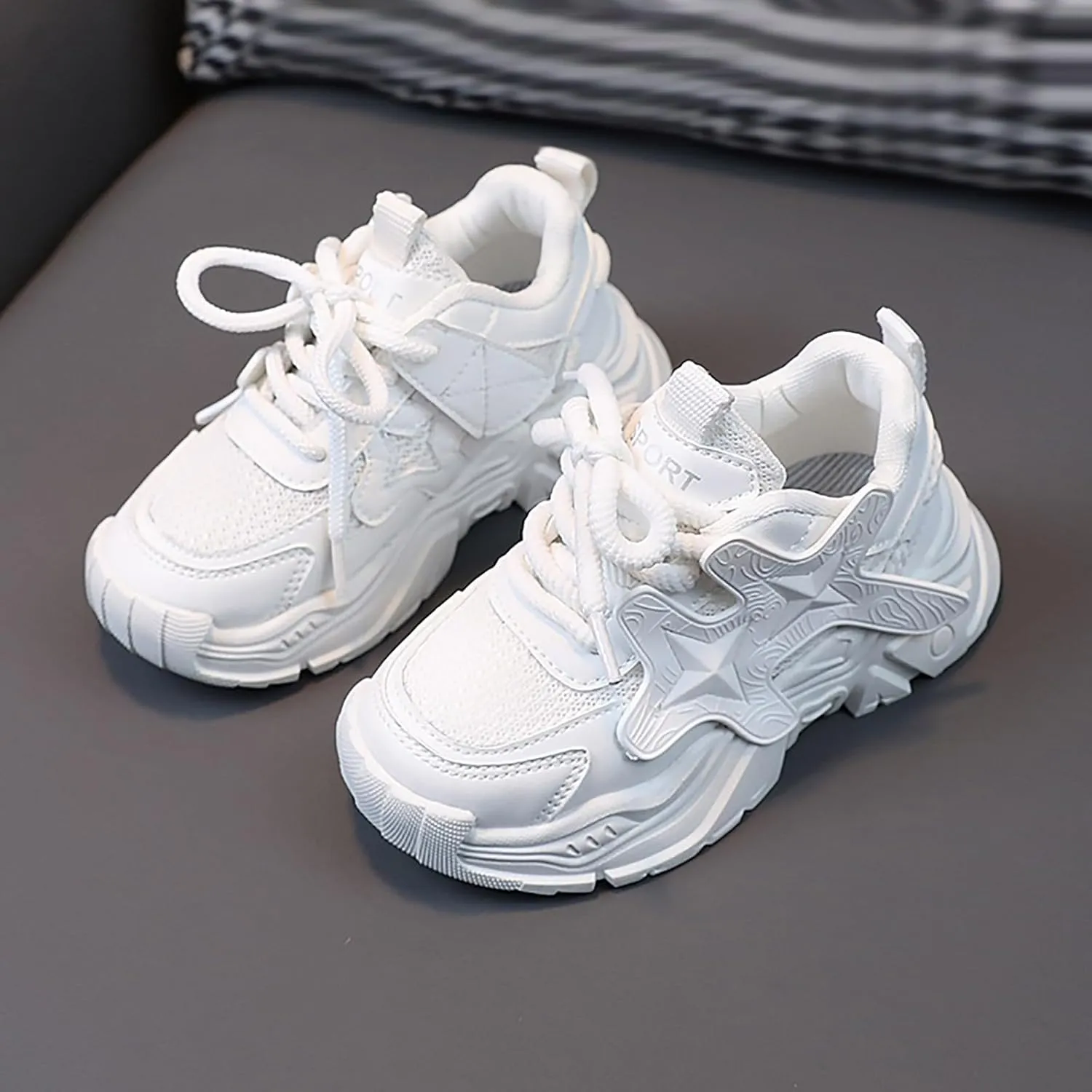 IWIHMIV Girls Sneakers Girls Tennis Shoes Kids Sneakers for Boys Girls Running Shoes Lightweight Breathable Sport Athletic Shoes