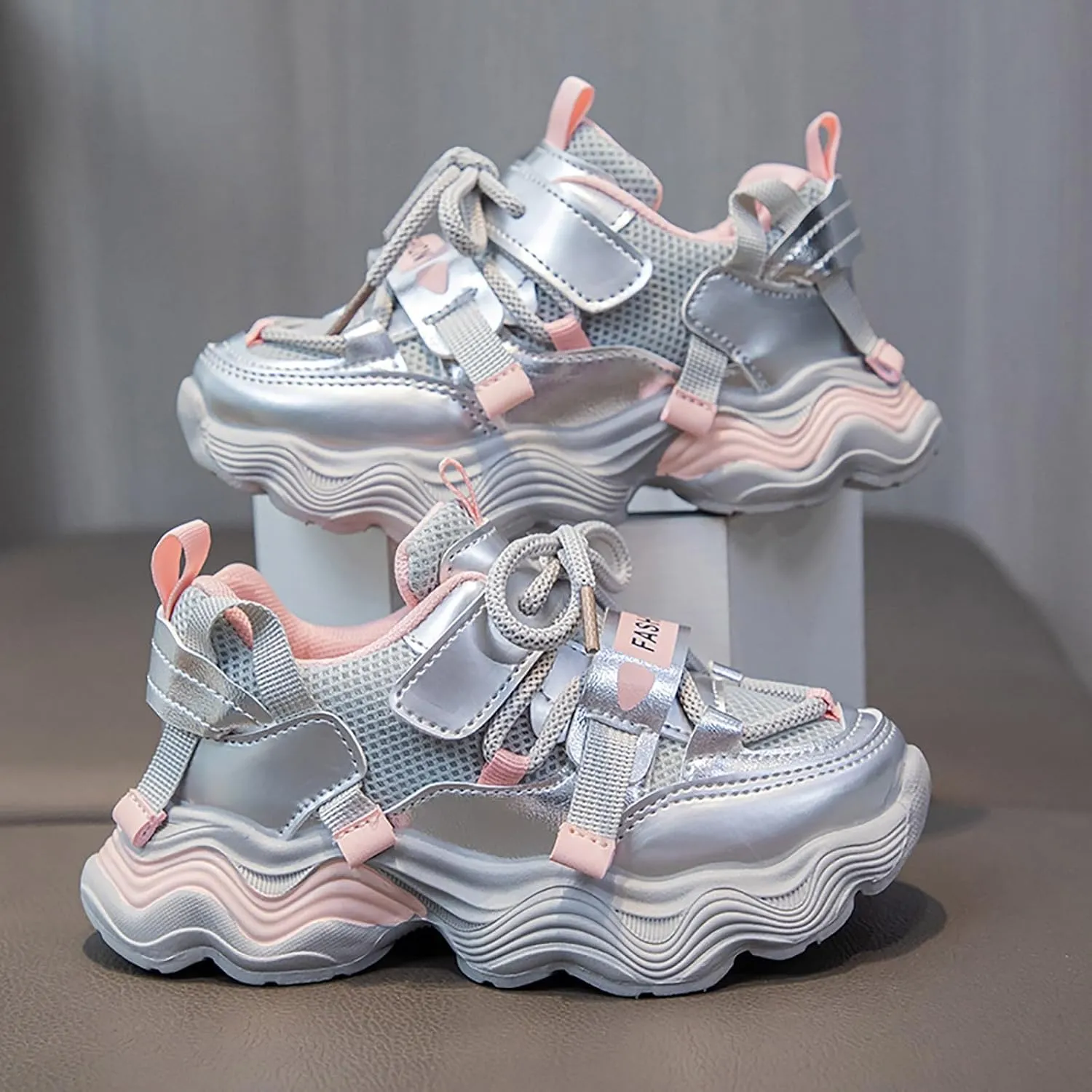IWIHMIV Girls' Sneakers Toddler Walking Shoes Boys Sneakers Tennis Running Shoes Lace-up Lightweight Breathable Walking Shoes