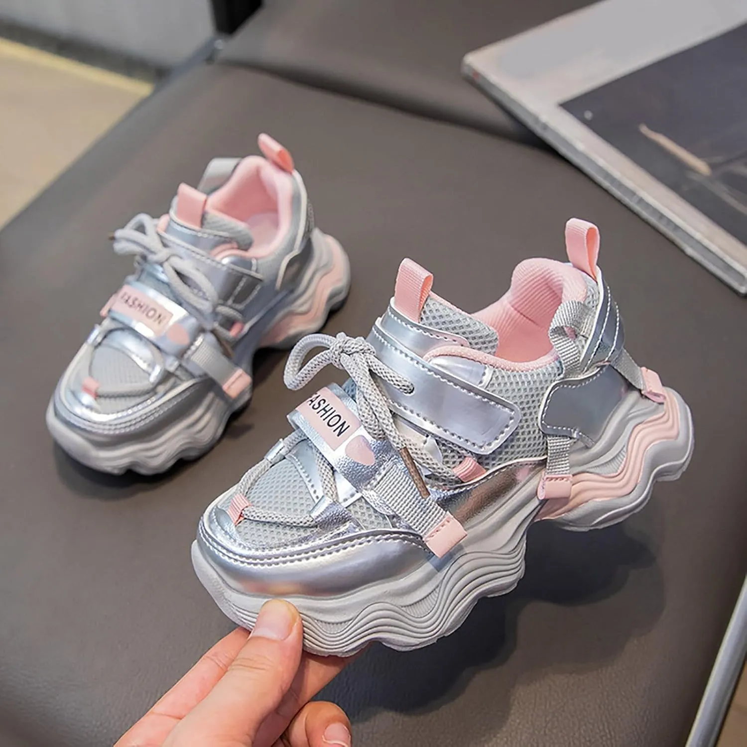 IWIHMIV Girls' Sneakers Toddler Walking Shoes Boys Sneakers Tennis Running Shoes Lace-up Lightweight Breathable Walking Shoes