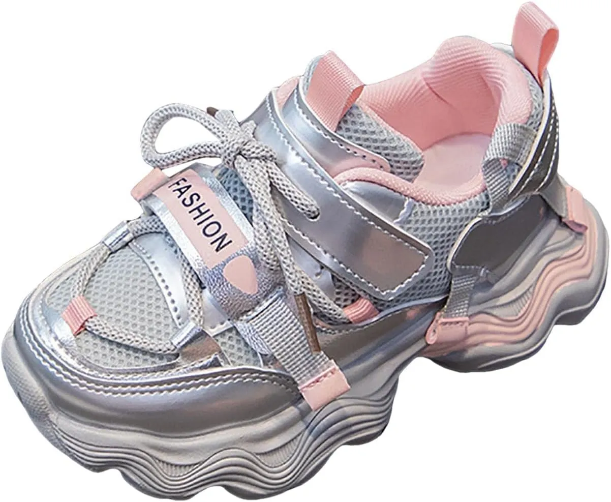 IWIHMIV Girls' Sneakers Toddler Walking Shoes Boys Sneakers Tennis Running Shoes Lace-up Lightweight Breathable Walking Shoes