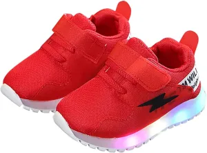 IWIHMIV Girls Tennis Shoes Baby Walking Shoes Boys LED Lights Lightweight Breathable Athletic Running Sneakers