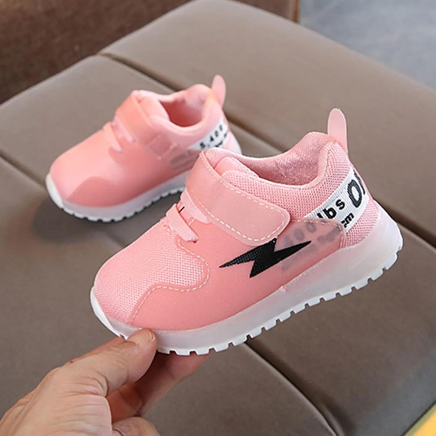 IWIHMIV Girls Tennis Shoes Baby Walking Shoes Boys LED Lights Lightweight Breathable Athletic Running Sneakers