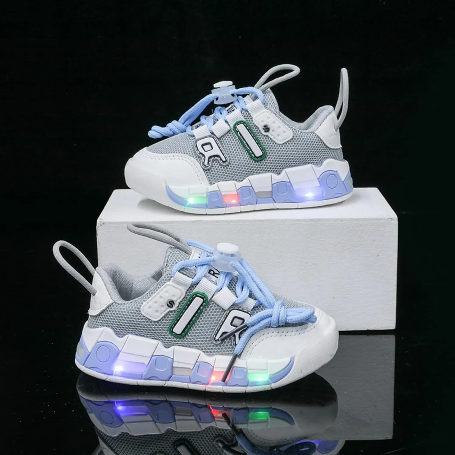 IWIHMIV Girls Tennis Shoes Boys Sneakers Led Lights Kids Tennis Shoes Breathable Athletic Shoes Walking Shoes for Boys and Girls