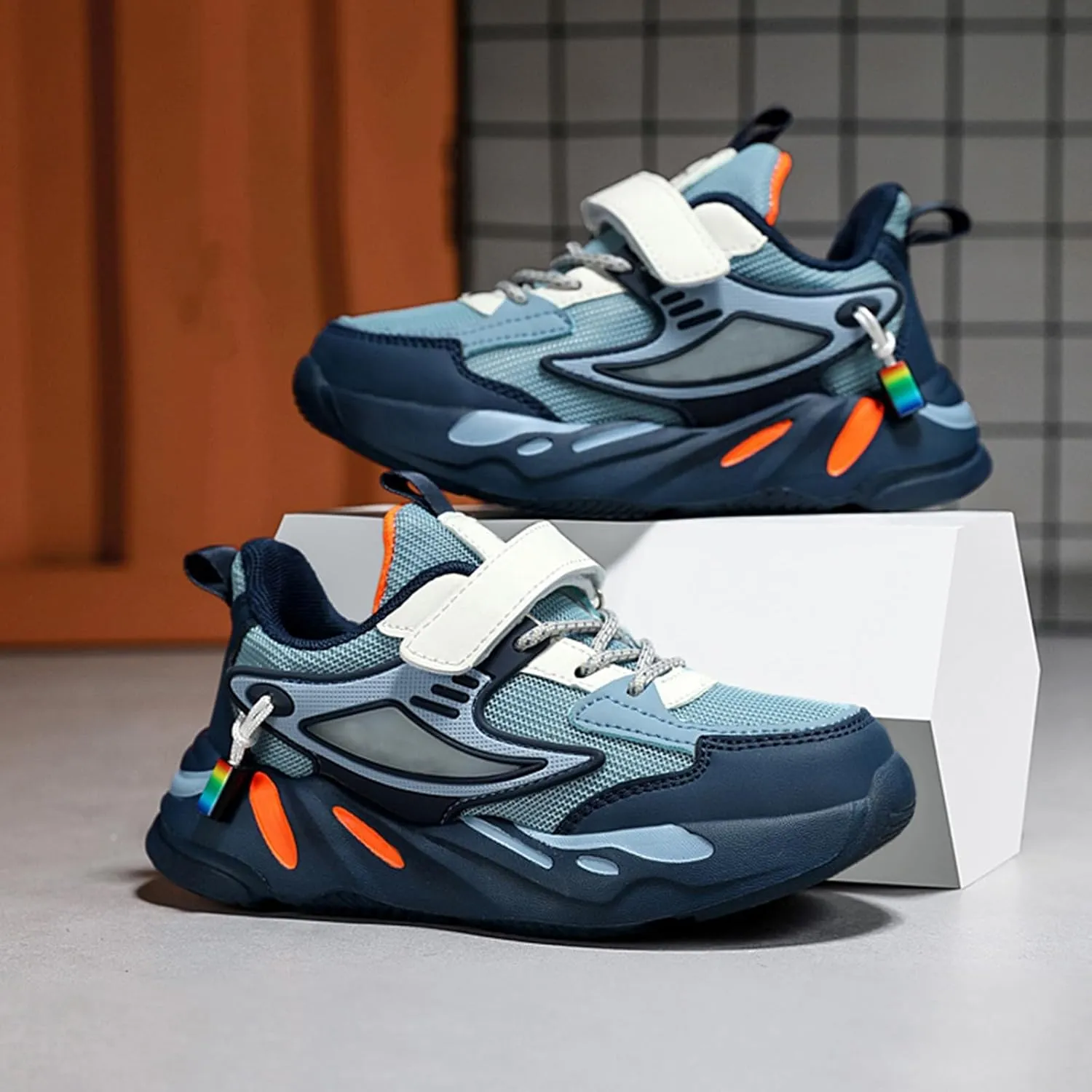 IWIHMIV Kids Sneakers Boys Non Slip Running Tennis Shoes Lightweight Breathable Sport Athletic Shoes