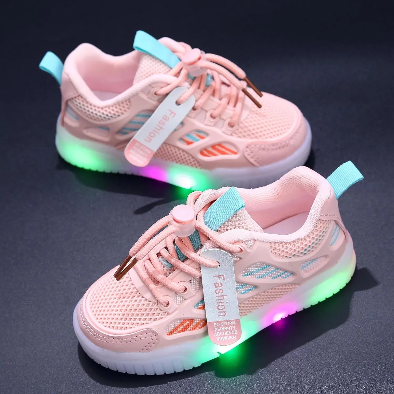 IWIHMIV Kids Sneakers Boys Slip On Light Up Shoes Girls Tennis Lightweight Breathable Athletic Shoes
