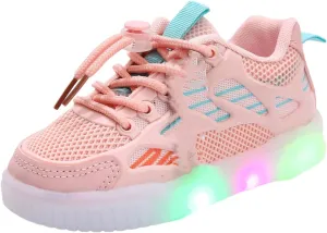 IWIHMIV Kids Sneakers Boys Slip On Light Up Shoes Girls Tennis Lightweight Breathable Athletic Shoes