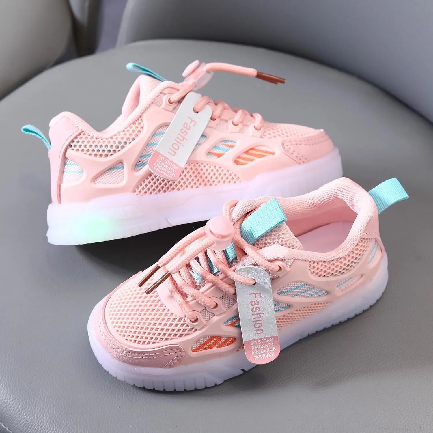 IWIHMIV Kids Sneakers Boys Slip On Light Up Shoes Girls Tennis Lightweight Breathable Athletic Shoes
