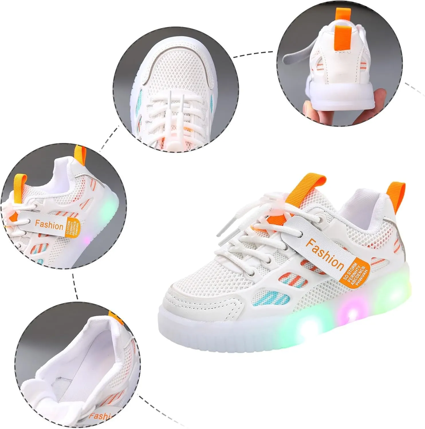 IWIHMIV Kids Sneakers Boys Slip On Light Up Shoes Girls Tennis Lightweight Breathable Athletic Shoes