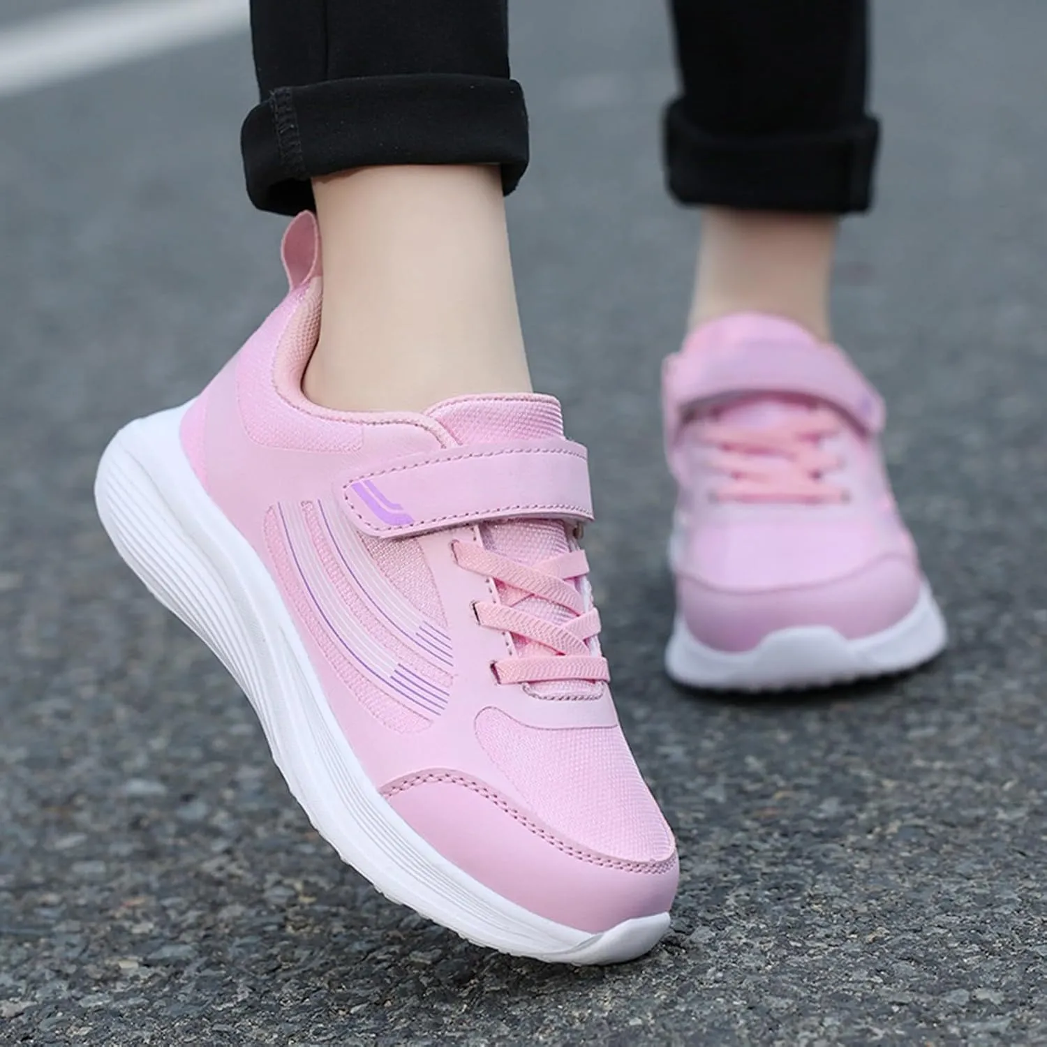 IWIHMIV Kids Tennis Shoes Girls' Sneakers Slip on Boys Kids Sneakers Lightweight Breathable Running Walking Shoes