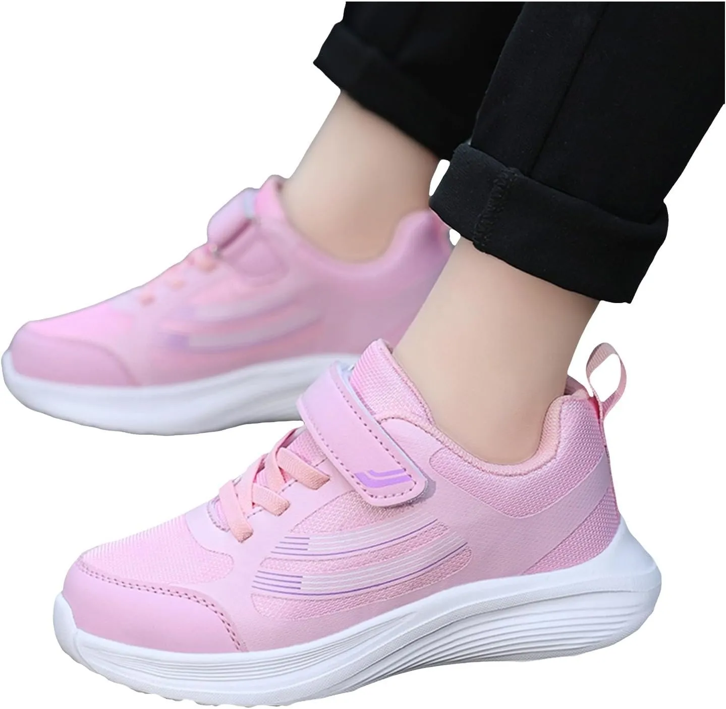 IWIHMIV Kids Tennis Shoes Girls' Sneakers Slip on Boys Kids Sneakers Lightweight Breathable Running Walking Shoes