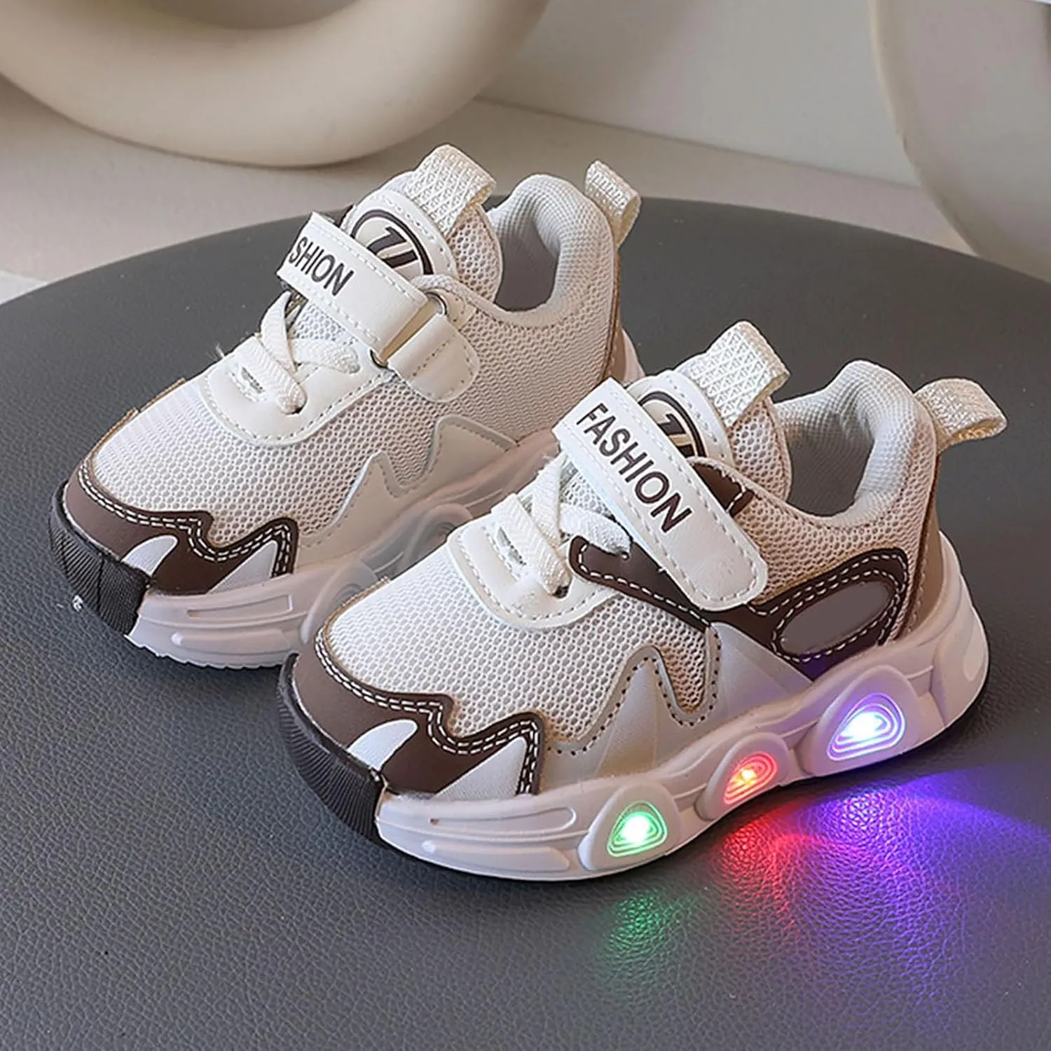 IWIHMIV Light Up Shoes for Girls Kids Athletic Running Shoes Toddler Boys Lightweight Breathable Tennis Sneakers