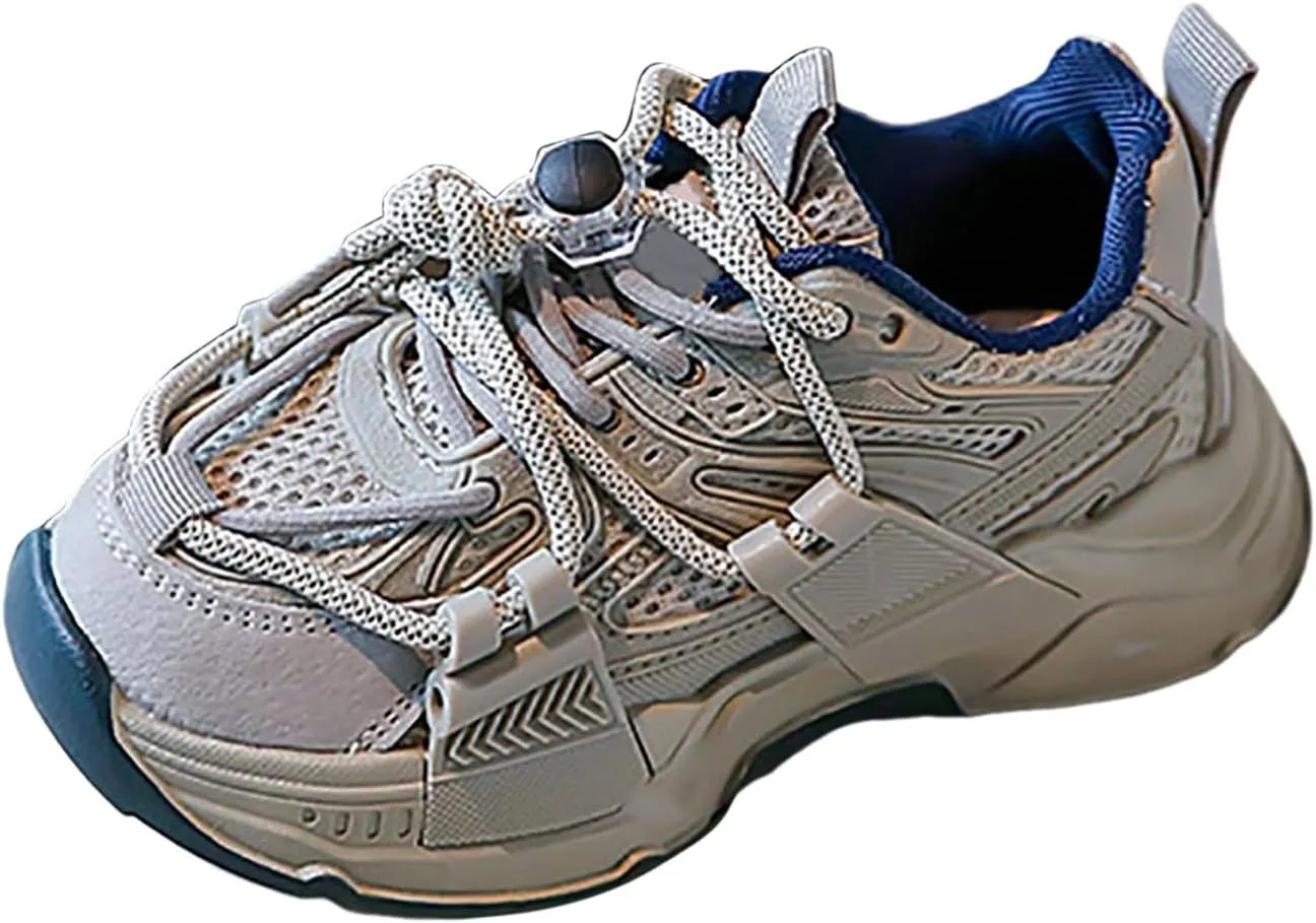 IWIHMIV Running Shoes for Girls Boys Outdoor Lace-up Breathable Comfortable Sports Tennis Shoes