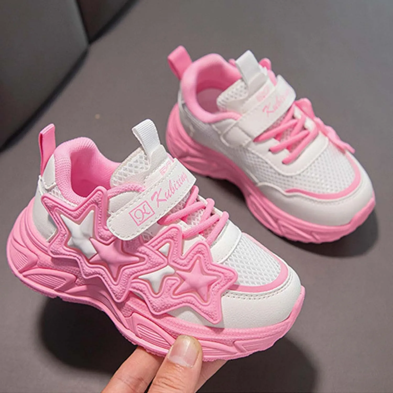 IWIHMIV Toddler Boy Tennis Shoes Girl Sneakers Kids Athletic Running Shoes Breathable Flat Bottom Walking Sneakers