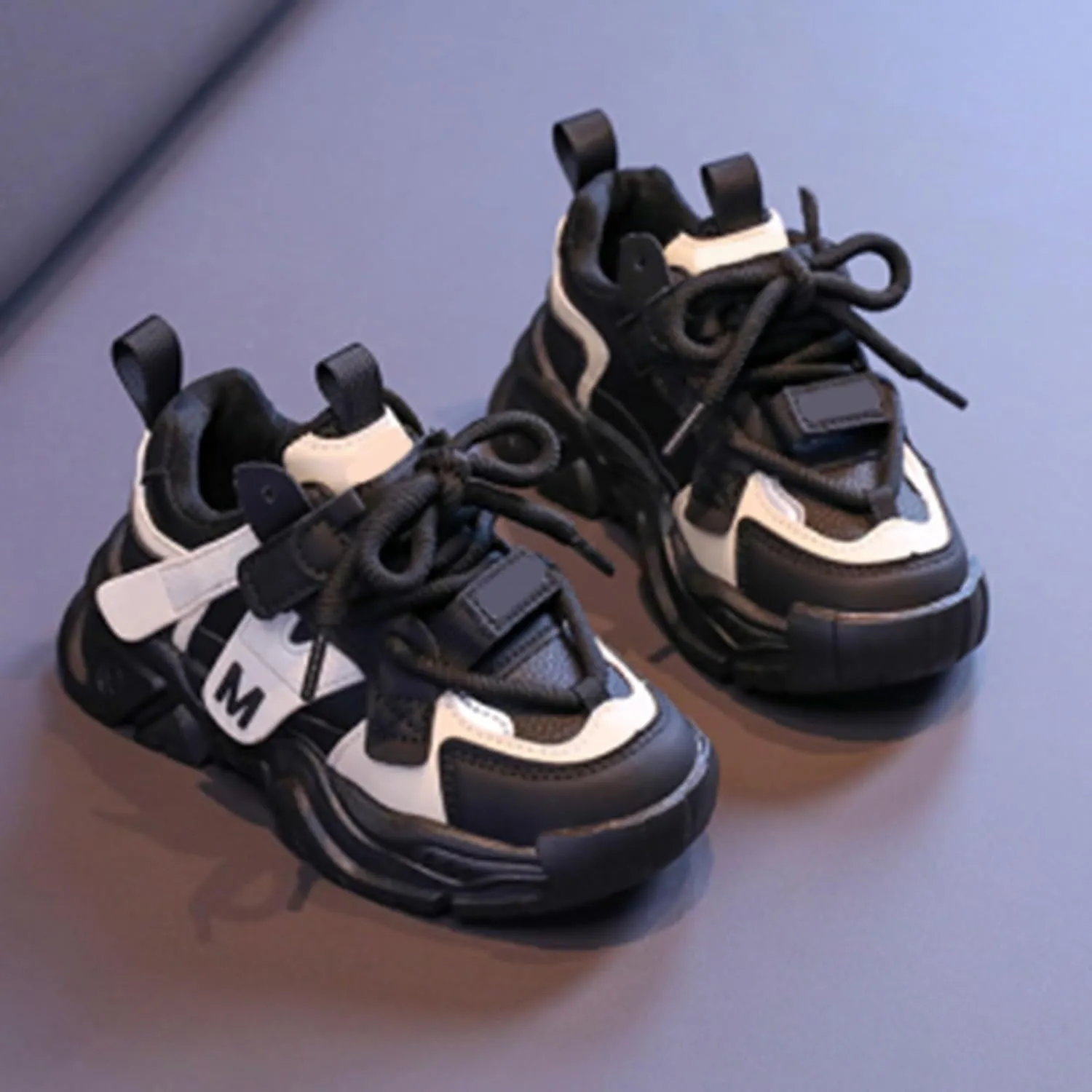 IWIHMIV Toddler Boys Tennis Shoes Kids Slip On Shoes Girls Sneakers Kids Lightweight Lace Up Running Casual Walking Shoes