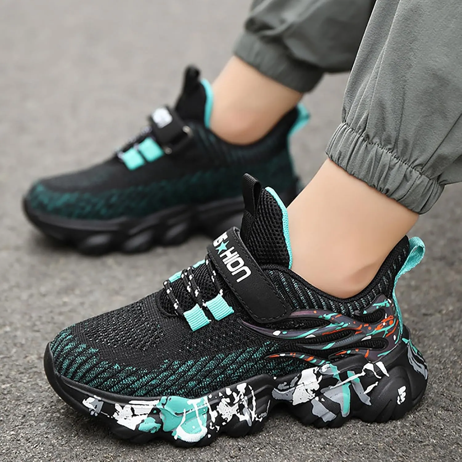 IWIHMIV Toddler Tennis Shoes Breathable Kids Athletic Slip On Sneakers Comfortable Running Shoes for Boys and Girls