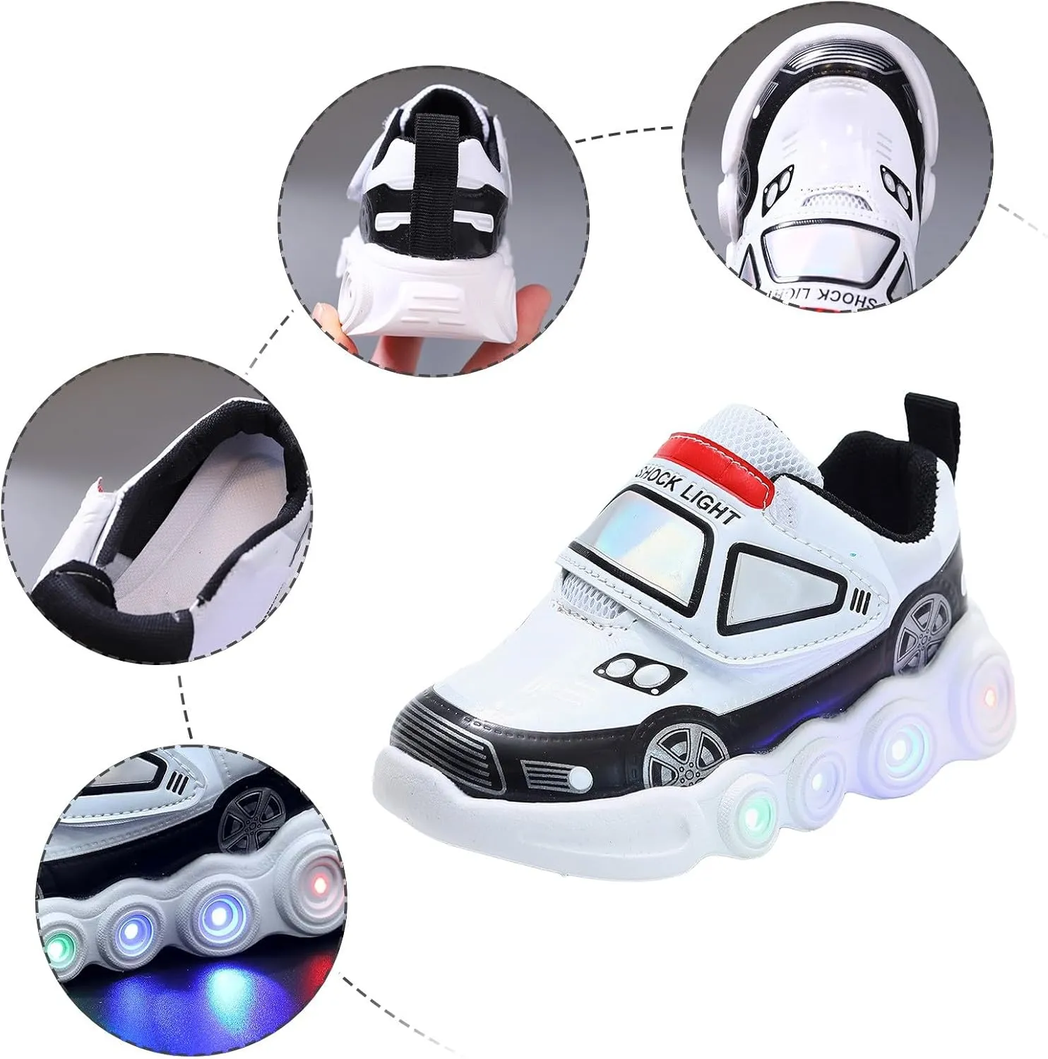 IWIHMIV Waterproof Tennis Shoes for Boys Girls Non Slip Light Up Sports Athletic Shoes Casual Running Shoes