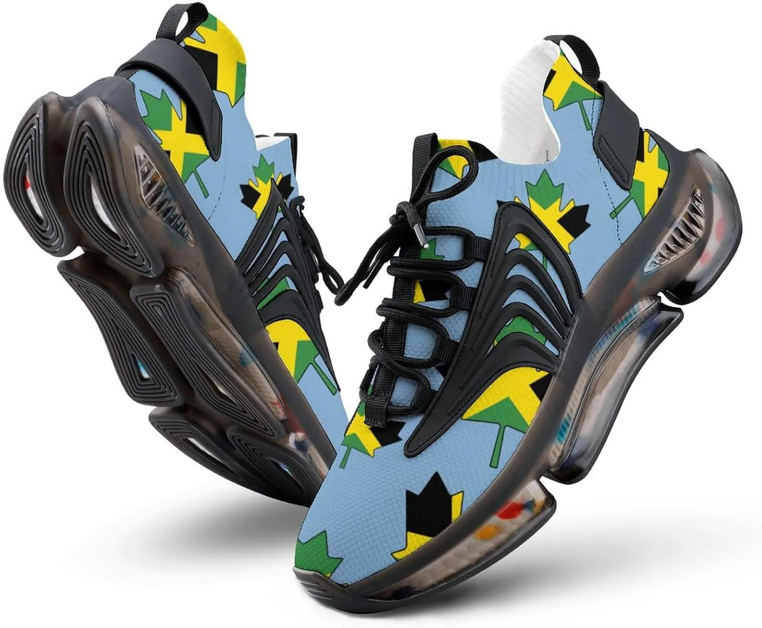Jamaican Maple Flag Walking Shoes for Men Lightweight Tennis Fashion Elastic Sports Shoes Cushion Basketball Shoes