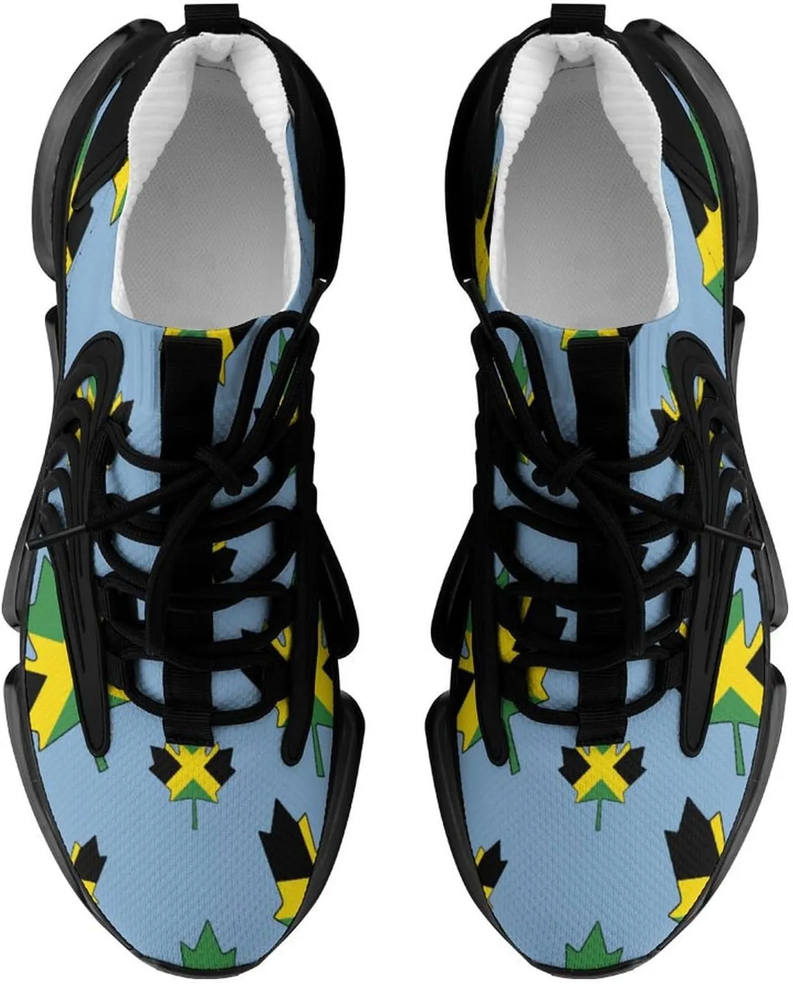 Jamaican Maple Flag Walking Shoes for Men Lightweight Tennis Fashion Elastic Sports Shoes Cushion Basketball Shoes
