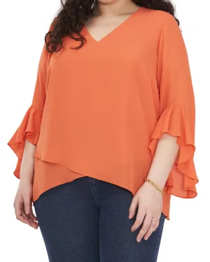 Jayda Flutter Sleeve Romance Top | Orange