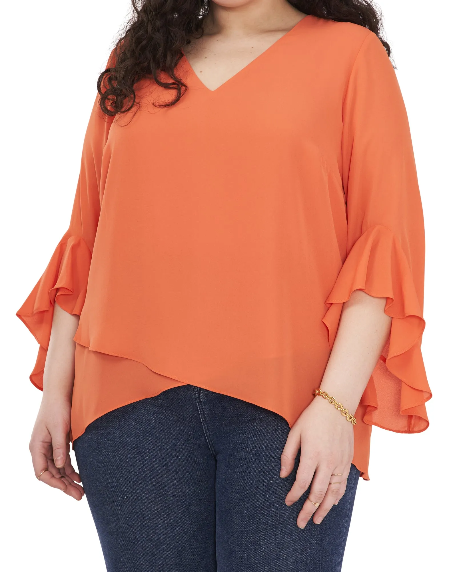 Jayda Flutter Sleeve Romance Top | Orange