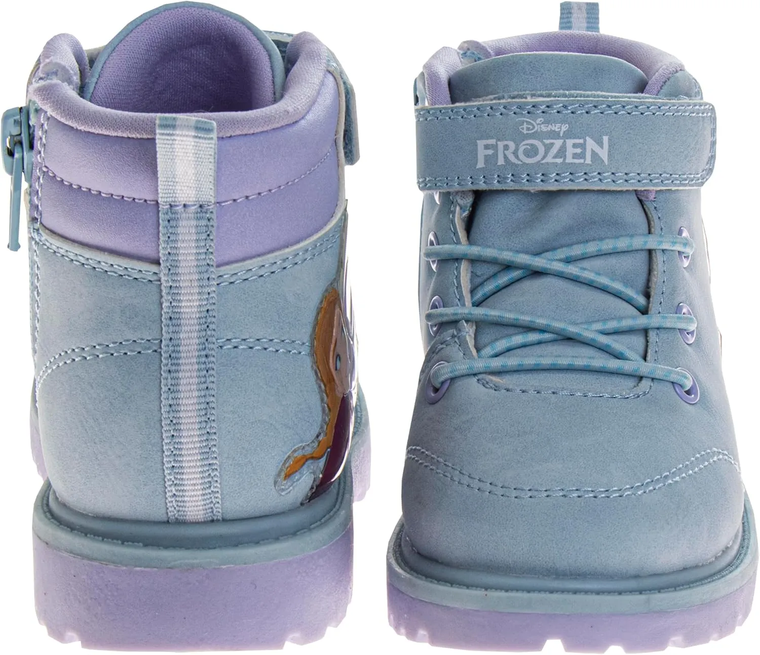 Josmo Frozen Boots for Girls MidCalf Zipper and Strap Closure - Anna and Elsa Workboot Construction Boot Trekking Walking Hiking Climbing (Sizes: 7-10 Toddler / 11-12 Little Kid)