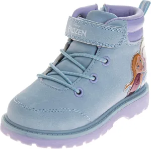 Josmo Frozen Boots for Girls MidCalf Zipper and Strap Closure - Anna and Elsa Workboot Construction Boot Trekking Walking Hiking Climbing (Sizes: 7-10 Toddler / 11-12 Little Kid)
