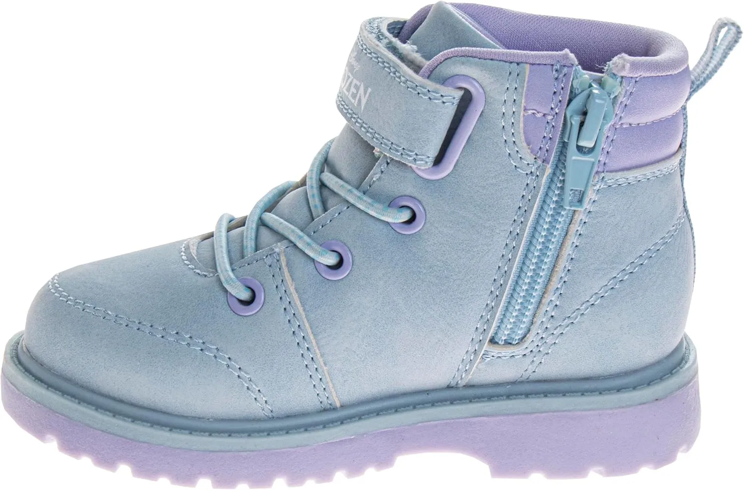 Josmo Frozen Boots for Girls MidCalf Zipper and Strap Closure - Anna and Elsa Workboot Construction Boot Trekking Walking Hiking Climbing (Sizes: 7-10 Toddler / 11-12 Little Kid)