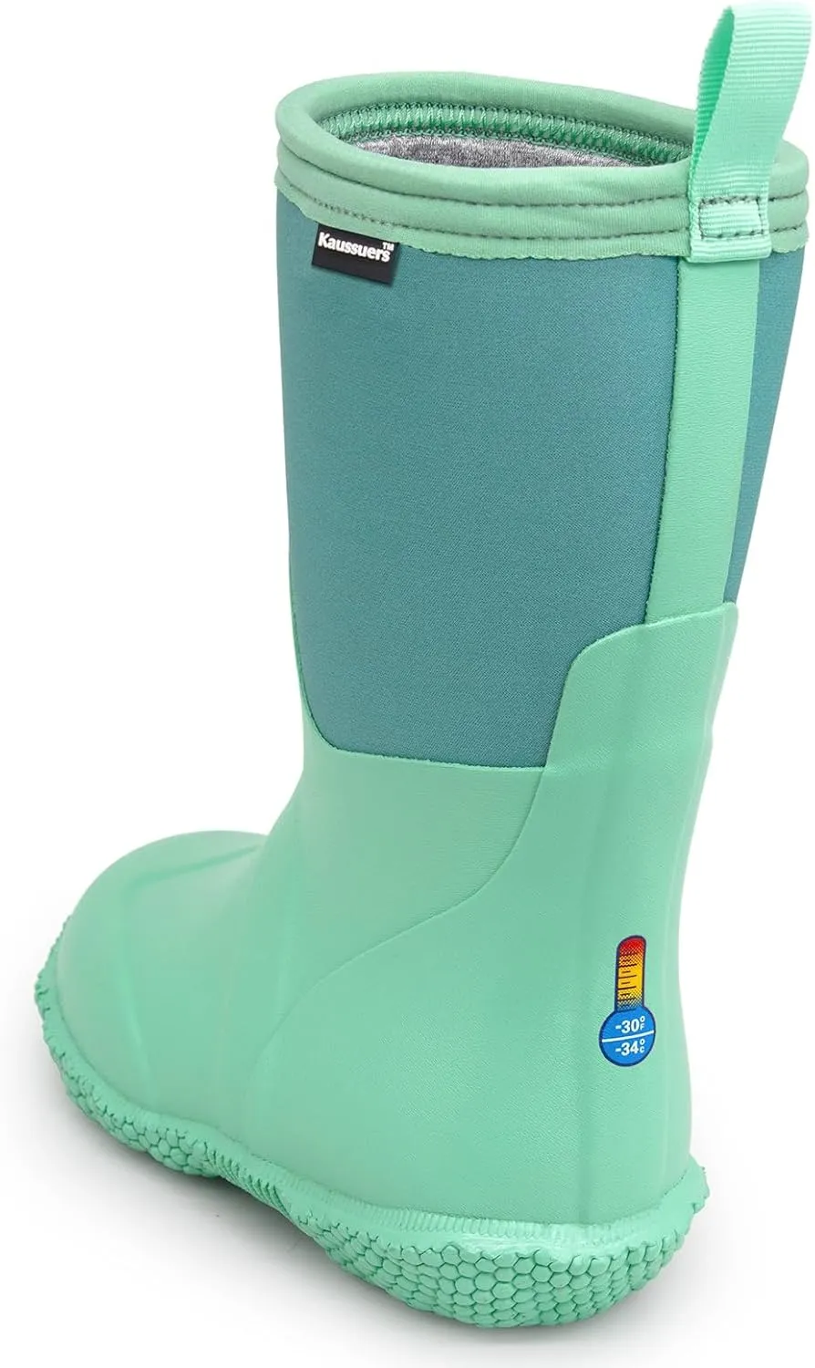 Kaussures Kids Rain Boots for Toddler Girls Boys Waterproof Insulated Rubber Winter Rain Boot for Child