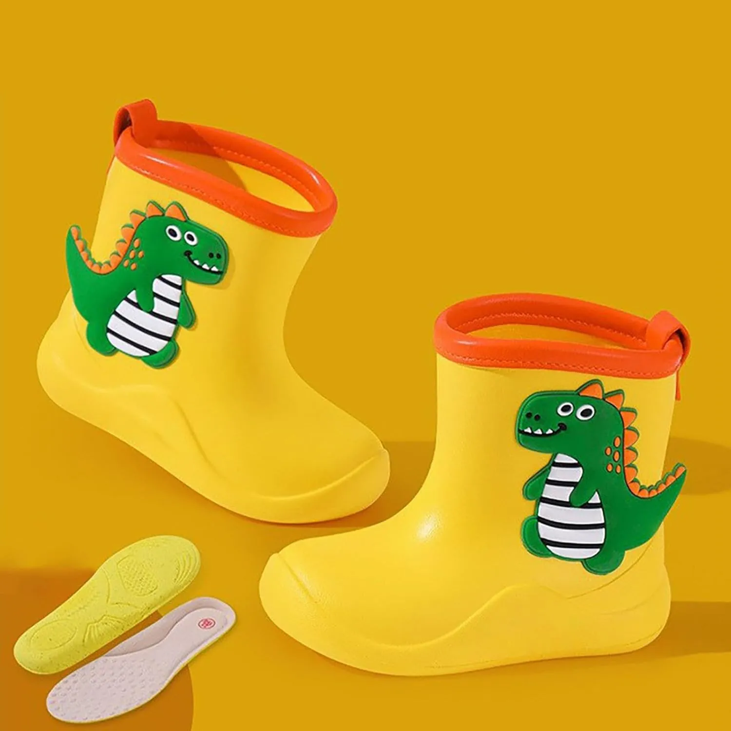 Kids Children Rain Boots Boys Girls Cartoo?? Dinosaur Waterproo?? Shoes Non Slip Rubber Rain Boots For Toddler Boys
